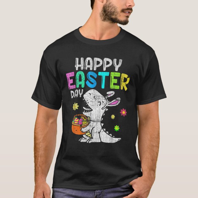 Eggs Basket Bunny T Rex Dinosaur Funny Easter S Bo Shirt (Framsida)
