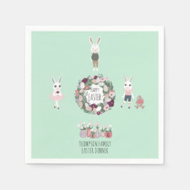 Eggs Bunny WildblomPersonlig Vintage Påsk Pappersservett