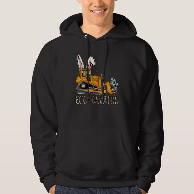 Eggs Cavator Bunny Tractor Leopard Eggs Lycklig Ös Hoodie (Framsida)