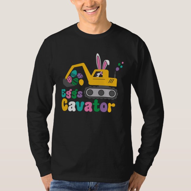 Eggs Cavator Easter Bunny Excavator Cute Hunting E T Shirt (Framsida)