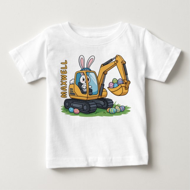 Eggs-Cavator Toddler Easter Egg T-Shirt (Framsida)