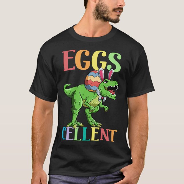Eggs Cellent Easter Rex Dinosaur Bunny Kids Dino B T Shirt (Framsida)