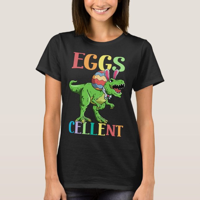 Eggs Cellent Easter Rex Dinosaur Bunny Kids Dino B T Shirt (Framsida)