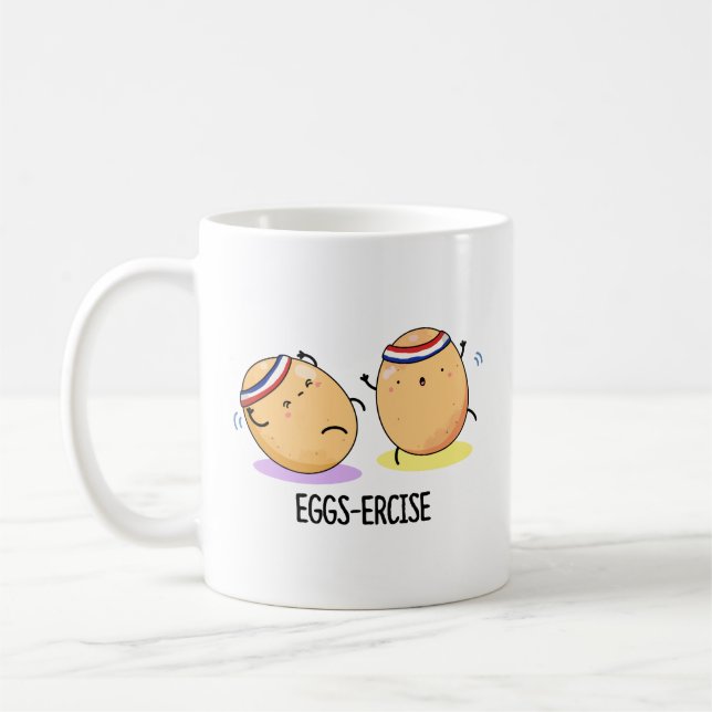 Eggs-ercise Funny Aerobic Eggs Pun Kaffemugg (Vänster)