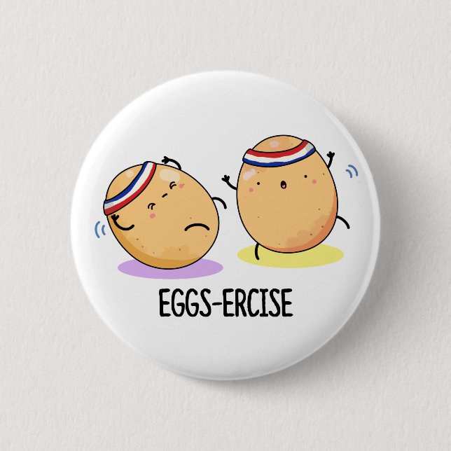 Eggs-ercise Funny Aerobic Eggs Pun Knapp (Framsida)
