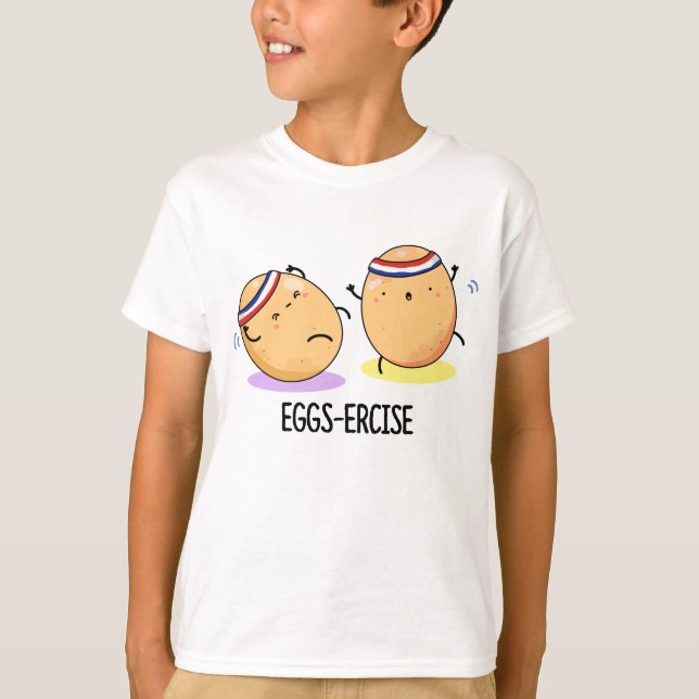 Eggs-ercise Funny Aerobic Eggs Pun T Shirt (Framsida)