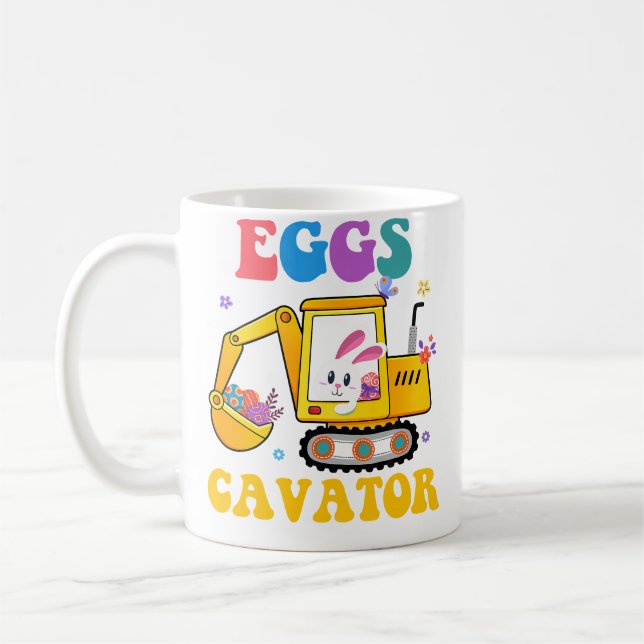 Eggscavator Easter Day Excavator Hunting Egg Bunny Kaffemugg (Vänster)