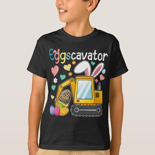 Eggscavator Excavator Påsk Day Egg Hunt T Shirt (Framsida)