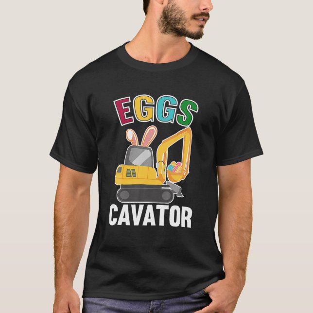 Eggscavator Funny Excavator Egg Hunt Kids Lycklig  T Shirt (Framsida)