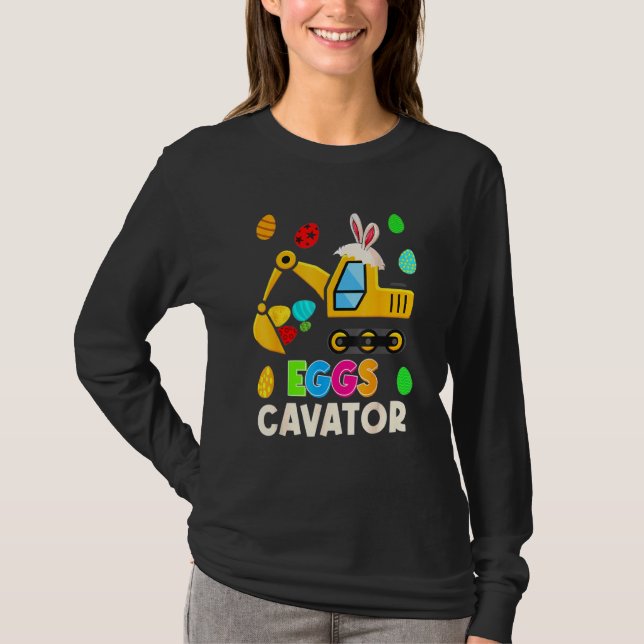 Eggscavator Glad påsk Excavator Hunting Egg Ki T Shirt (Framsida)