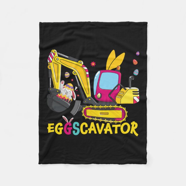 Eggscavator Glad påsk Funny Excavator Hunting E Fleecefilt (Framsidan)
