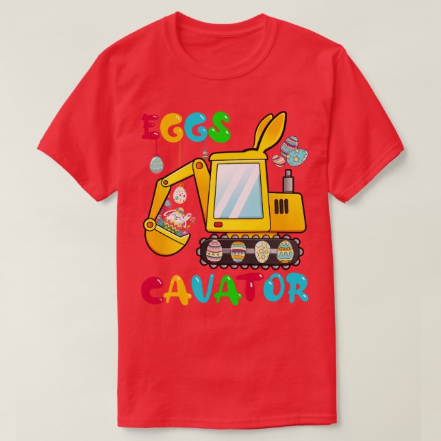EggsCavator Glad påsk Funny Excavator Hunting E T Shirt (Design framsida)