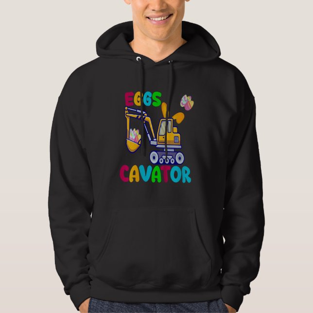 EggsCavator Happy Easter Funny Excavator Hunting E Hoodie (Framsida)