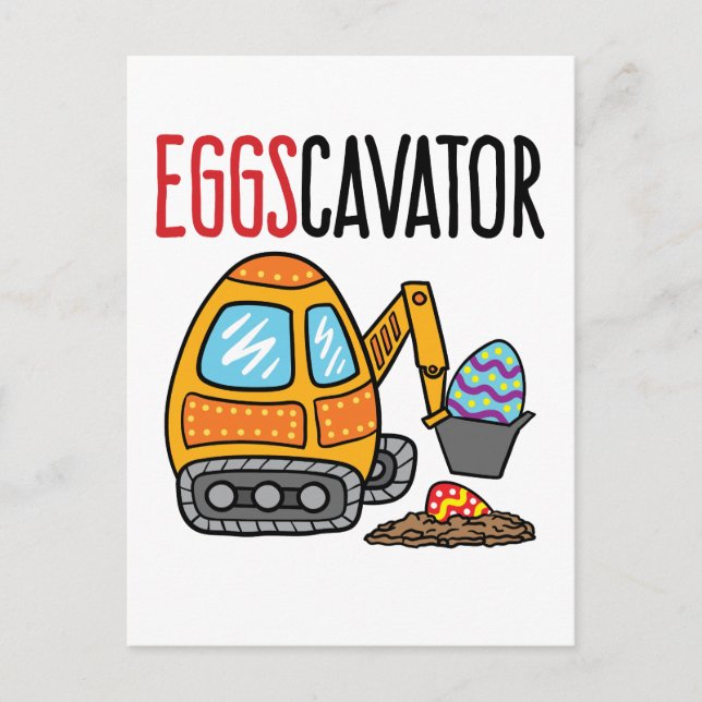 Eggscavator Påsk Excavator Vykort (Framsida)