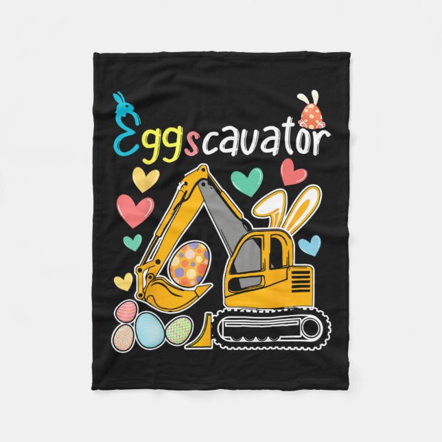 Eggscavator Påskägg Hunt Construction Lastbilar Gi Fleecefilt (Framsidan)