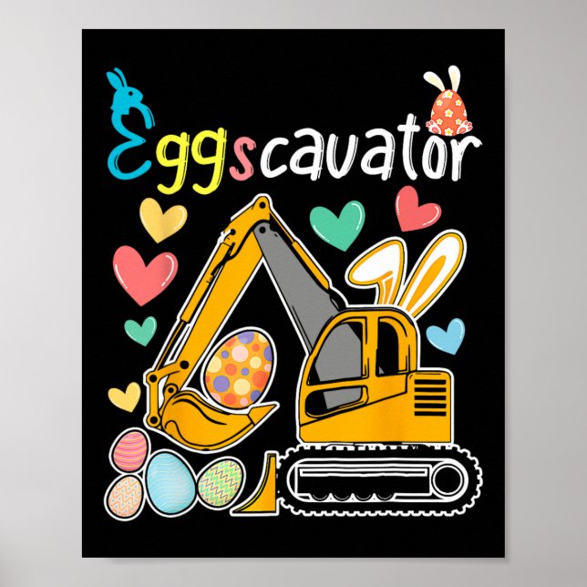 Eggscavator Påskägg Hunt Construction Lastbilar Gi Poster (Framsidan)