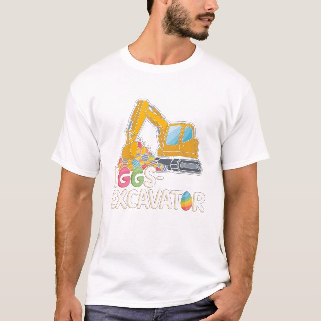 Eggscavator Påskägg Hunt Construction Lastbilar T Shirt (Framsida)