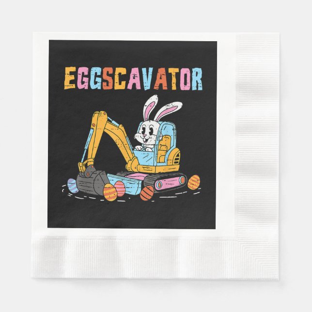 Eggscavator Påskägg Hunt Construction Lastbilar to Pappersservett (Framsidan)