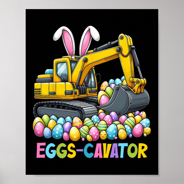 Eggscavator Påskägg Hunt Construction Lastbilar to Poster (Framsidan)