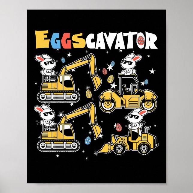 Eggscavator Påskägg Hunt Construction Lastbilar to Poster (Framsidan)