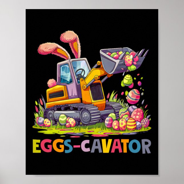 Eggscavator Påskägg Hunt Construction Lastbilar to Poster (Framsidan)