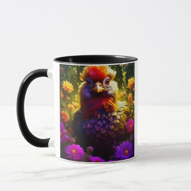Eggsellent Vibes! | Söt Colorful Chicken Art Mugg (Vänster)