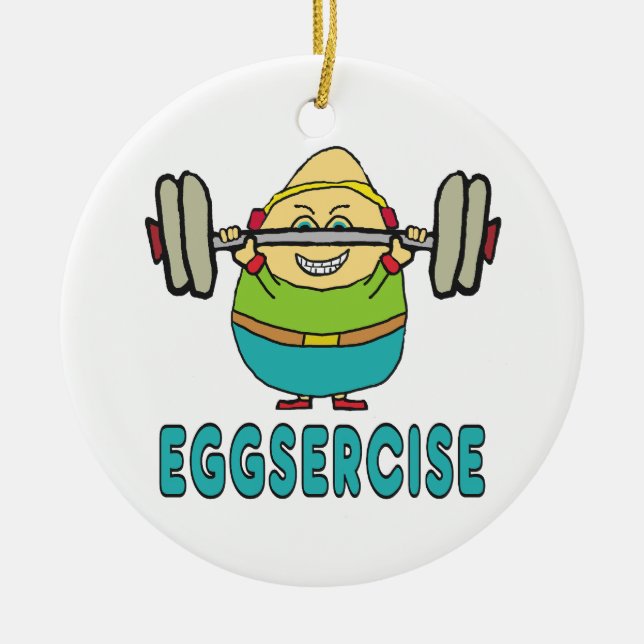 Eggsercise Egg Pun Exercise Julgransprydnad Keramik (Framsidan)