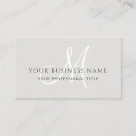 Eggshell Linen Simple Minimal Monogram Visitkort