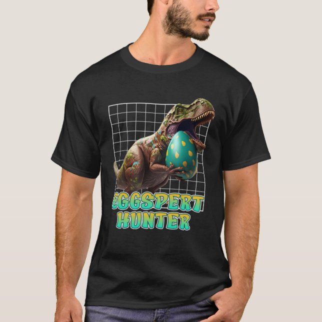 Eggspert Easter Eggs Hunt Dinosaur Easter Bunnies  T Shirt (Framsida)