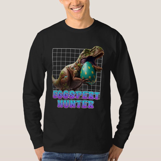 Eggspert Easter Eggs Hunt Dinosaur Easter Bunnies  T Shirt (Framsida)