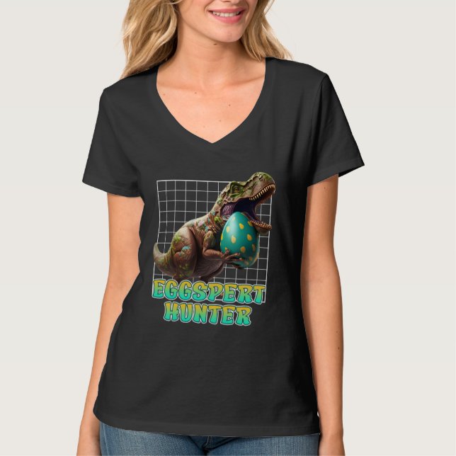 Eggspert Easter Eggs Hunt Dinosaur Easter Bunnies  T Shirt (Framsida)
