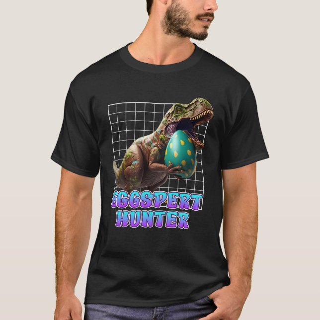Eggspert Easter Eggs Hunt Dinosaur Easter Bunnies  T Shirt (Framsida)