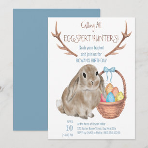 Eggspert Hunters Påskhare och äggens födelsedag Inbjudningar