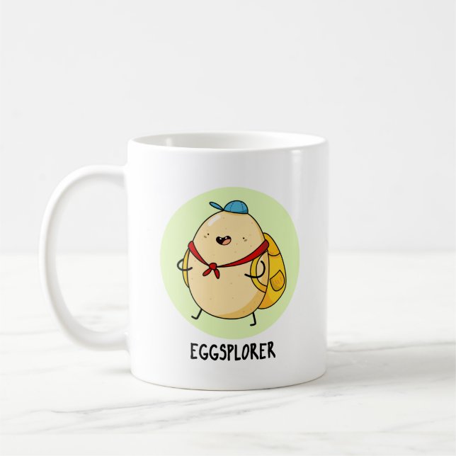 Eggsplorer Funny Egg Explorer Pun Kaffemugg (Vänster)