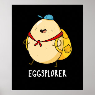 Eggsplorer Funny Egg Explorer Pun Mörk BG Poster
