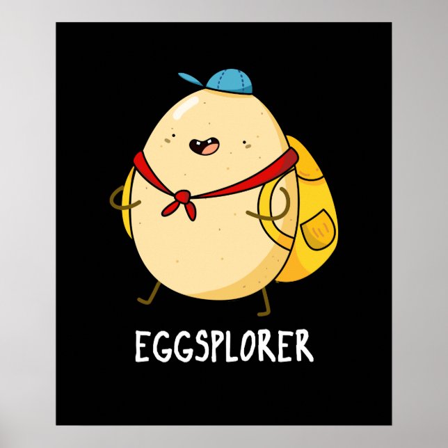 Eggsplorer Funny Egg Explorer Pun Mörk BG Poster (Framsidan)