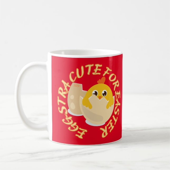 EGGSTRA CUTE FOR PÅSK lustig påsk chick-gåva Kaffemugg (Vänster)