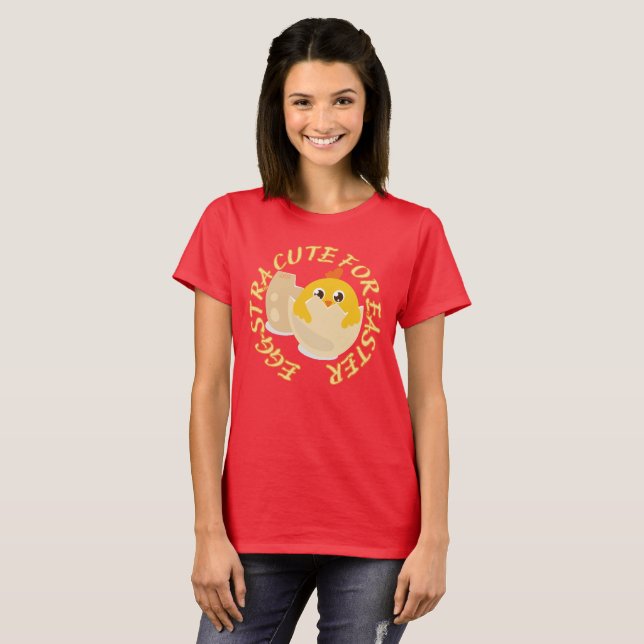 EGGSTRA CUTE FOR PÅSK lustig påsk chick-gåva T Shirt (Hel framsida)