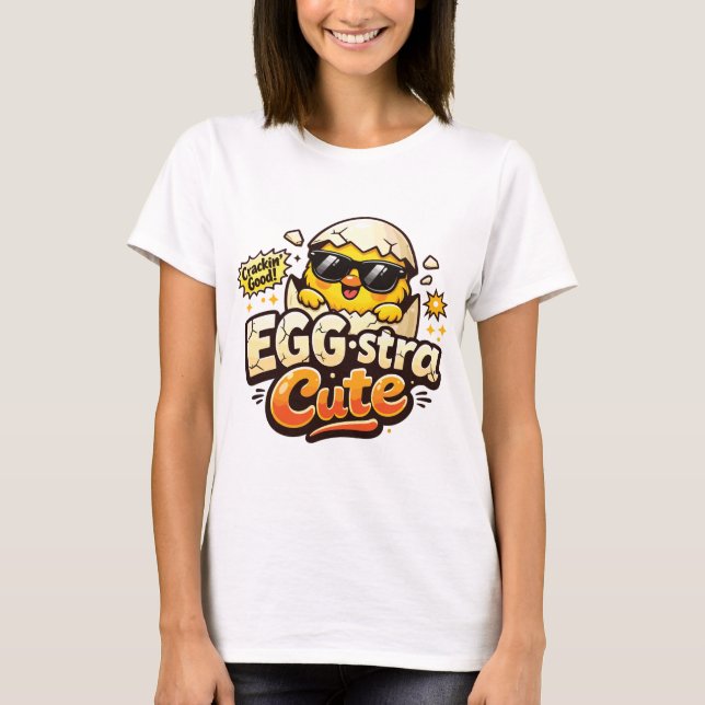 Eggstra Cute - Küken im Ei T Shirt (Framsida)