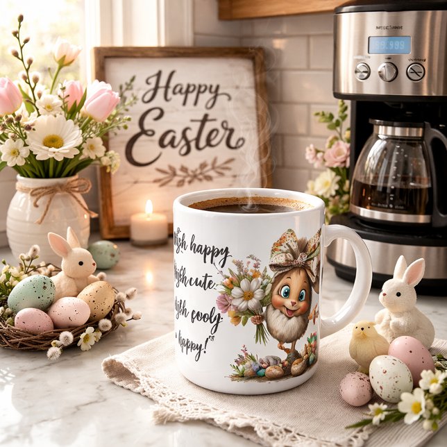 Eggstra Happy Easter Art with Customizable Name Kaffemugg (Skapare uppladdad)