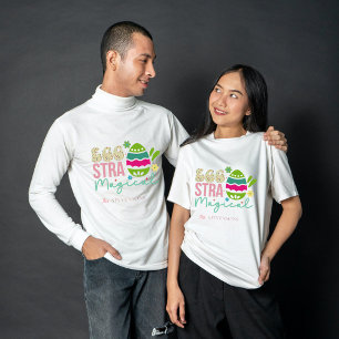 Eggstra Magic Påsk, fet typografi, familj T Shirt