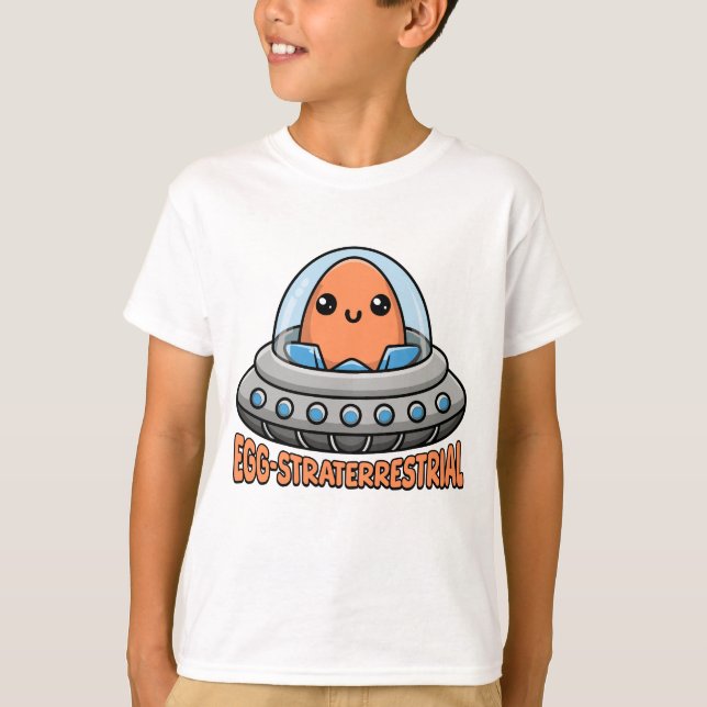 Eggstraterrestral! Cute Alien Egg UFO Pun T Shirt (Framsida)