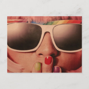 Eghty retro sunglasses flicka vykort