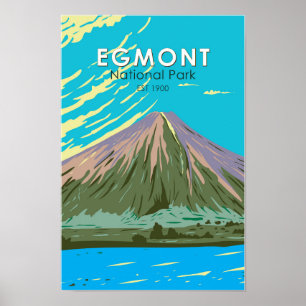 Egmont National Park New Zealand Vintage Poster