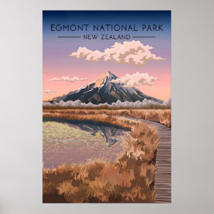 Egmont National Park Nya Zeeland Reseskylt Poster