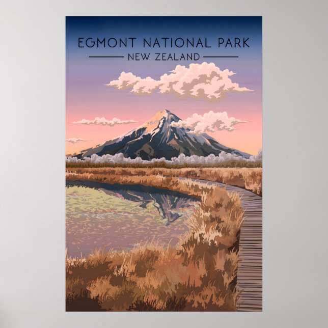 Egmont National Park Nya Zeeland Reseskylt Poster (Framsidan)