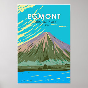 Egmont Nationalpark Nya Zeeland Vintage Poster
