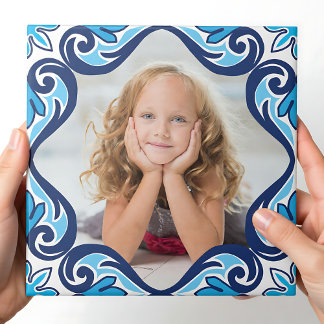 Egna bild, blå och vit Azulejos Ceramic Tile Kakelplatta