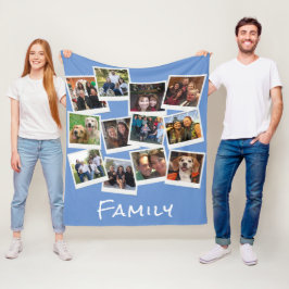 Egna familjefoton Ram Collage Blue Anpassningsbar Fleecefilt