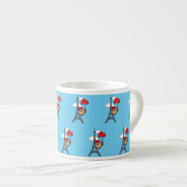 Egna flyg med hjärtballonger i Paris Espressomugg (Framsida höger)